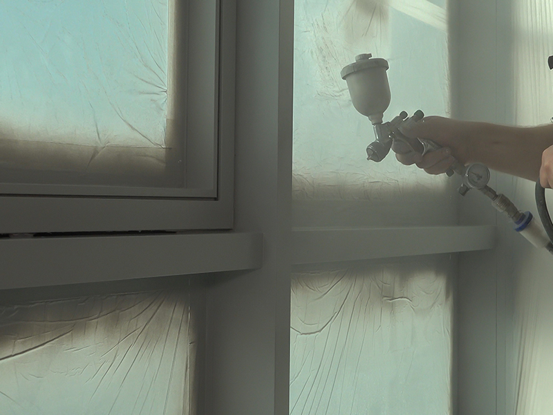 Покраска ригель стоечной алюминиевой конструкции